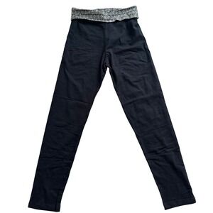 Sociology Womens Fleur De Lis Foldover Waist Yoga Leggings Black M/L